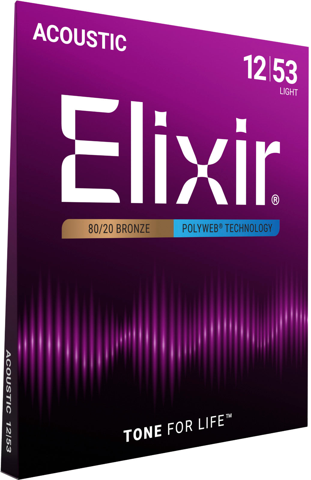 Jeu de cordes guitare acoustique ELIXIR 11050 POLYWEB Bronze Light 12-53