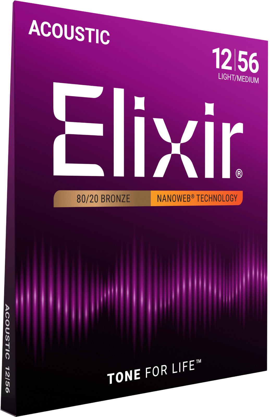 Jeu de Cordes Guitare Acoustique – ELIXIR 11077 Nanoweb Bronze Medium Light 12-56
