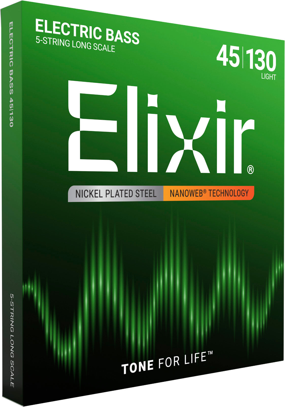 Jeu de cordes basse électrique ELIXIR 14202 Nanoweb Nickel – 5 cordes Light 45-130