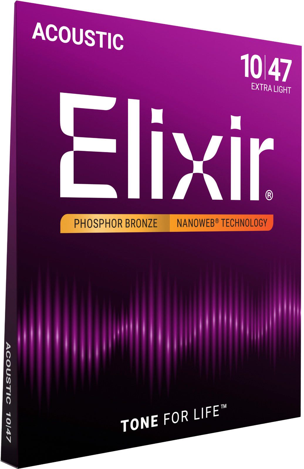 Jeu de Cordes Guitare Acoustique Elixir 16002 NANOWEB Phosphor Bronze Extra Light 10-47