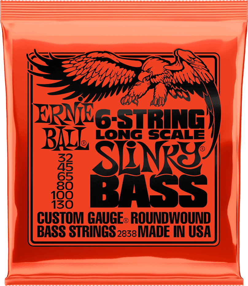 Jeu de Cordes Basse Slinky Long Scale 6 Cordes 32-45-65-80-100-130 ERNIE BALL 2838