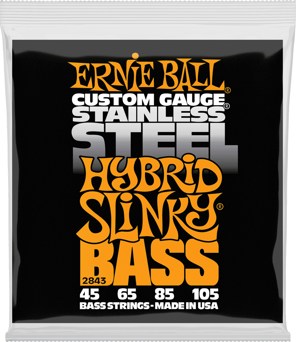 Jeu de Cordes Basse Stainless Steel Hybrid Slinky 45-65-85-105 ERNIE BALL 2843