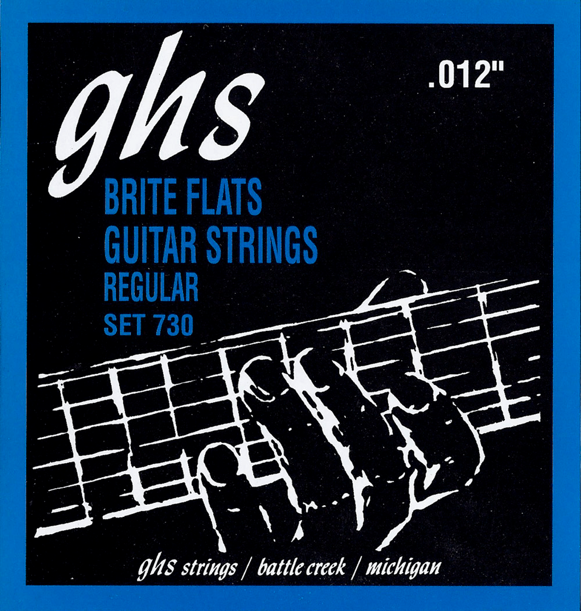 Jeu de cordes guitare électrique GHS 730 Brite Flats – Filets plats Regular 12-54