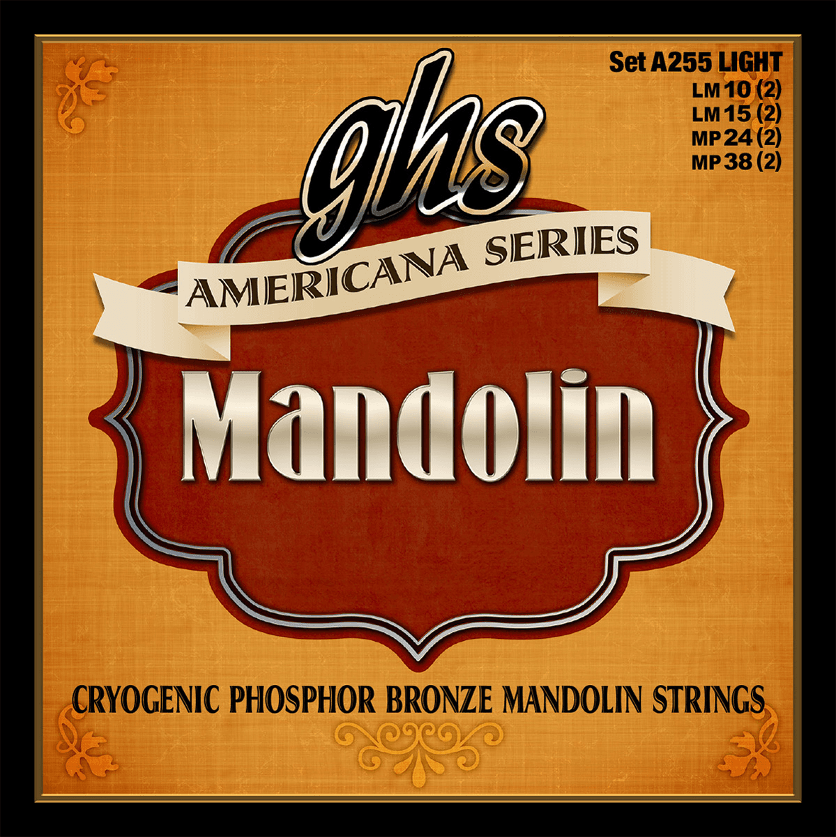 Jeu de cordes pour mandoline GHS A255 Americana Light 10-15-24-38