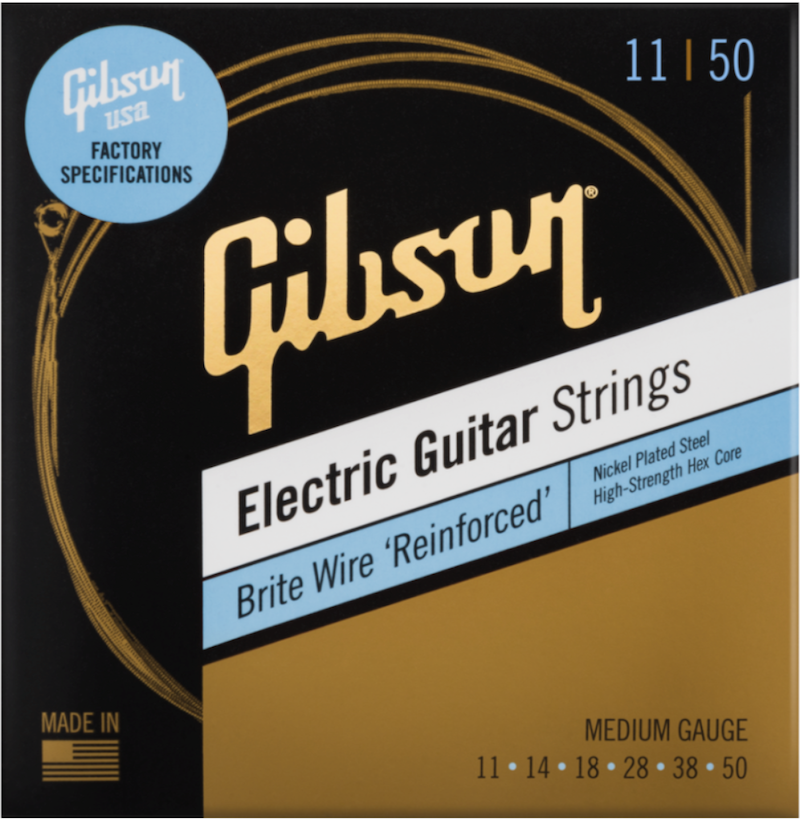 GIBSON Brite Wire 'Reinforced' Electric Medium 11-14-18-28-38-50 – Jeu de cordes guitare électrique