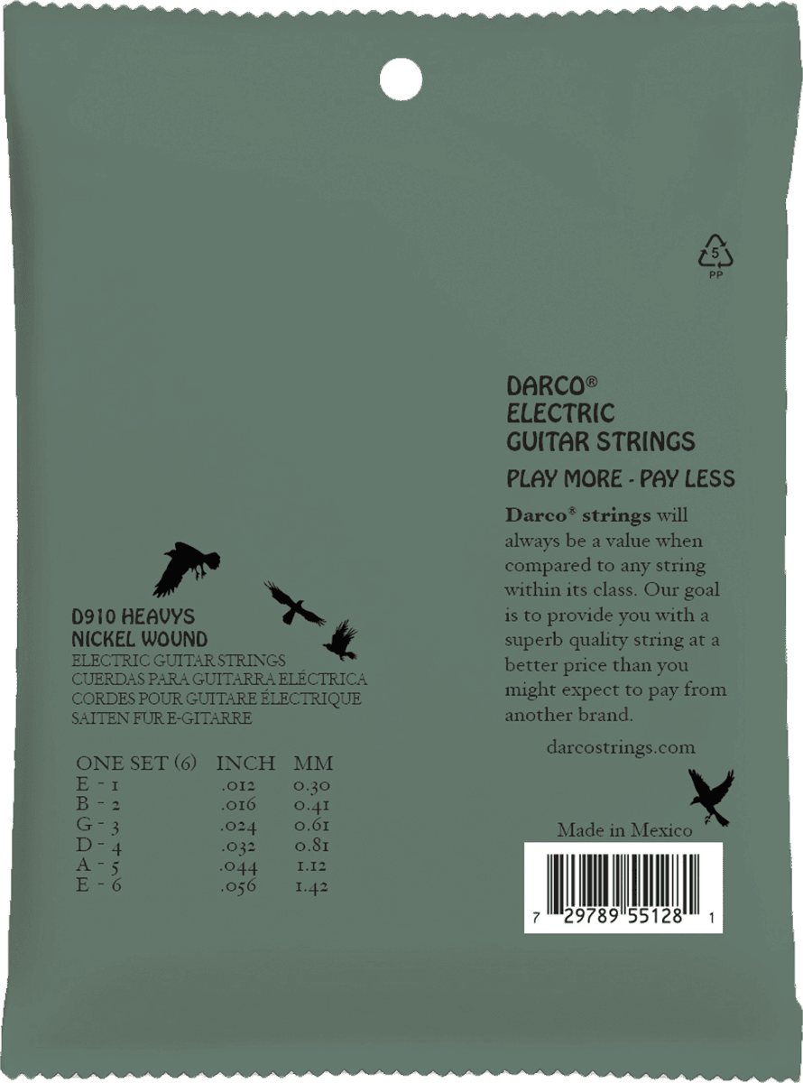 JEU DE CORDES GUITARE ELECTRIQUE DARCO D910 - HEAVY 12 - 56