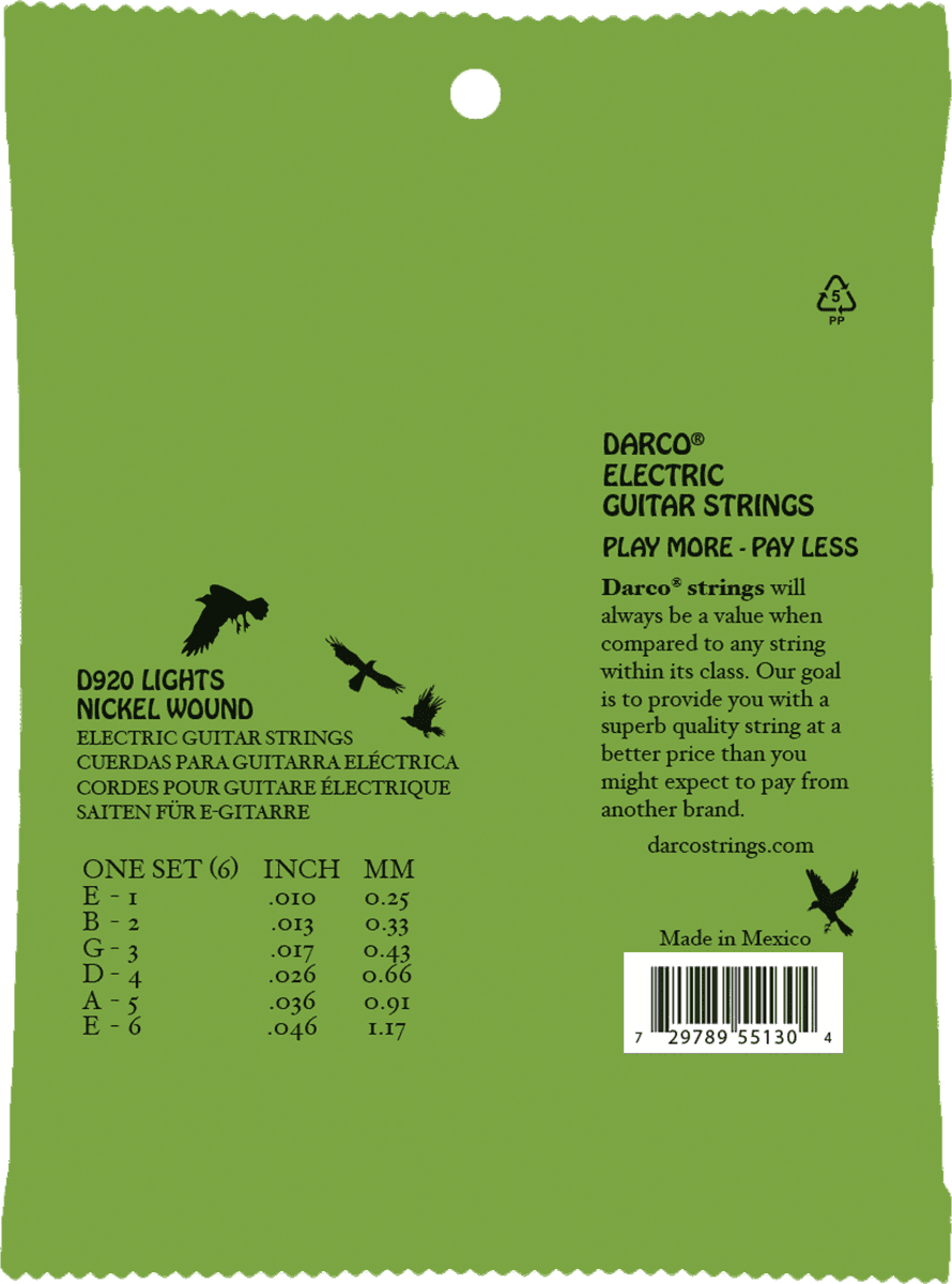 Jeu de cordes guitare électrique DARCO D920 – Light