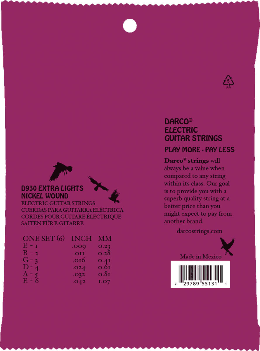 Jeu de cordes guitare électrique DARCO D930 – Extra Light