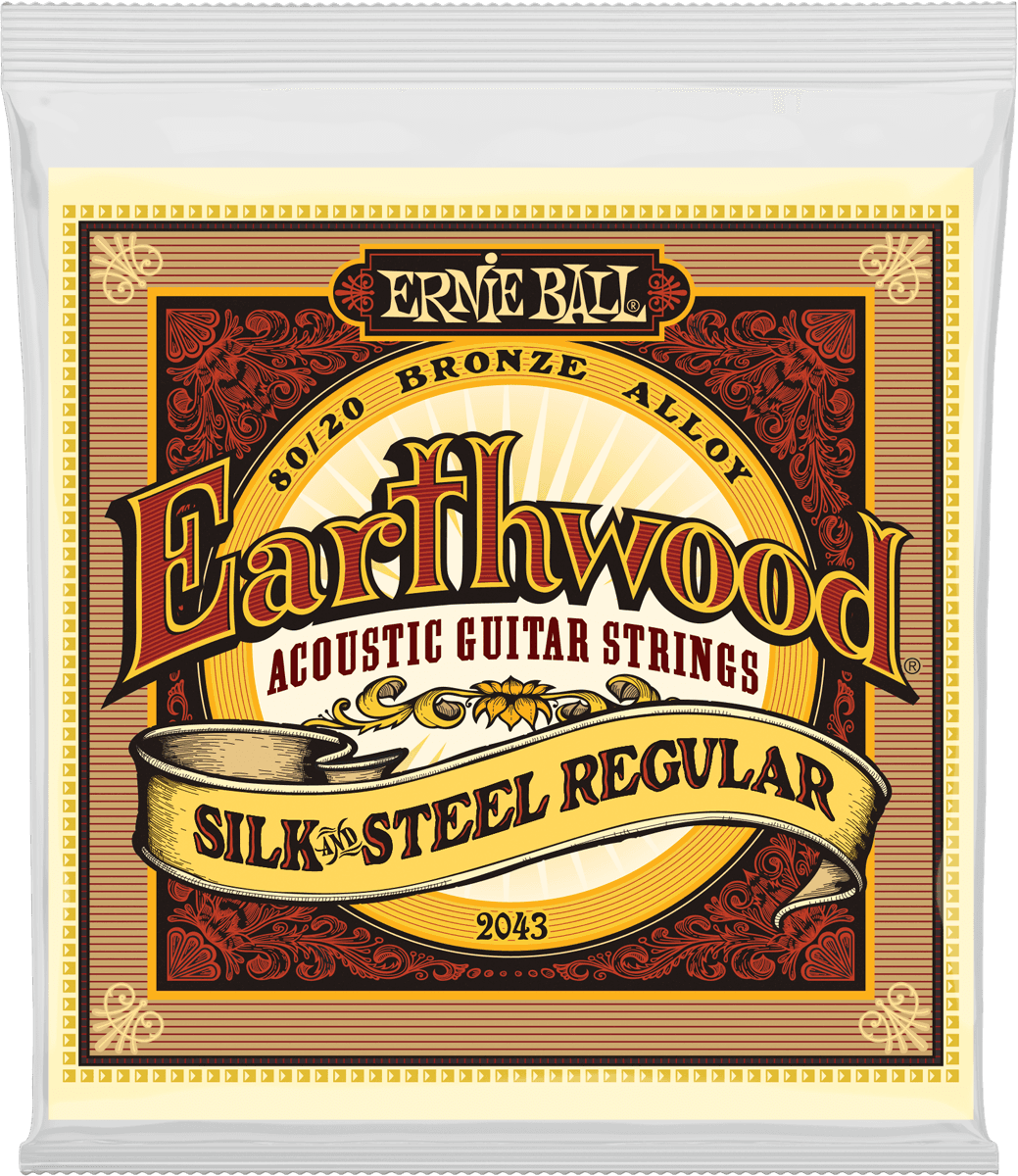 Jeu de cordes ERNIE BALL 2043 Earthwood Bronze – guitare acoustique – Silk & Steel Regular 13-56