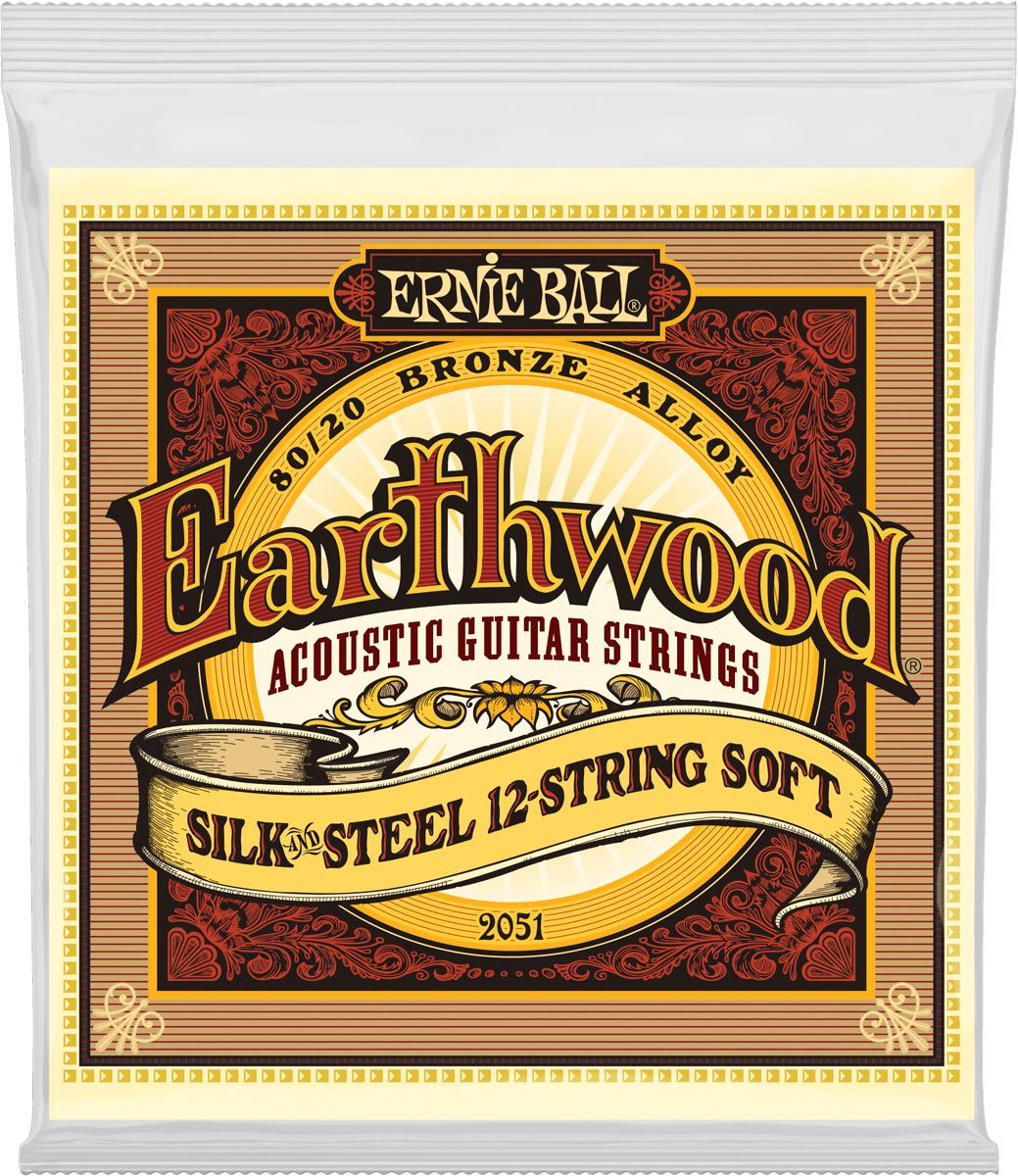 Jeu de cordes ERNIE BALL 2051 Earthwood – guitare acoustique 12 cordes – Silk & Steel 9-46