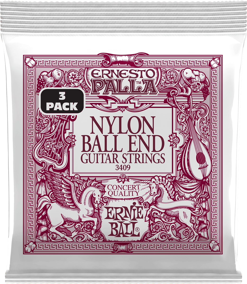 ERNIE BALL 3409 Nylon noir – métal doré à boule – Pack de 3 jeux de cordes guitare classique