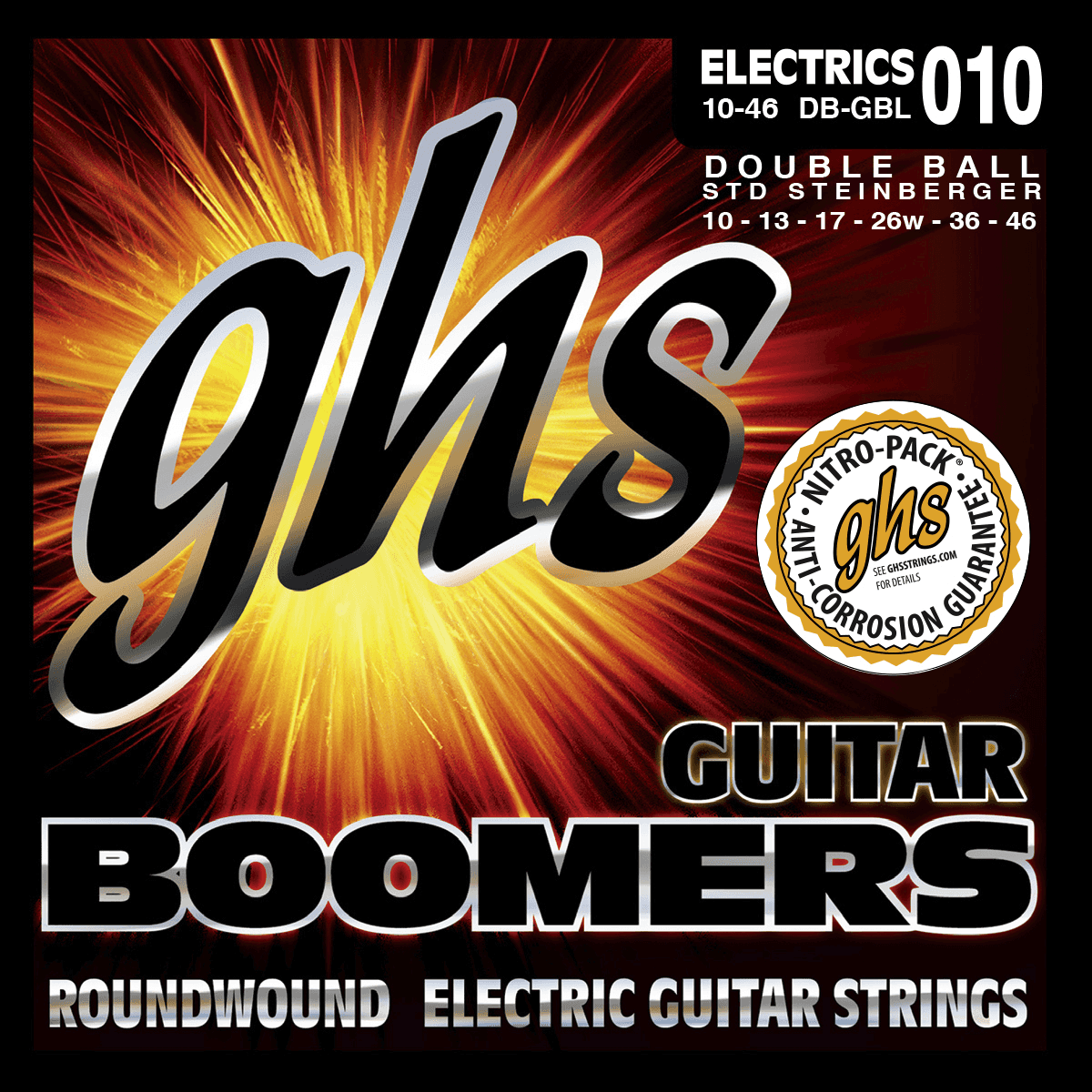 Jeu de cordes guitare électrique GHS DB-GBL Double Boule Stainless Steel Light 10-46