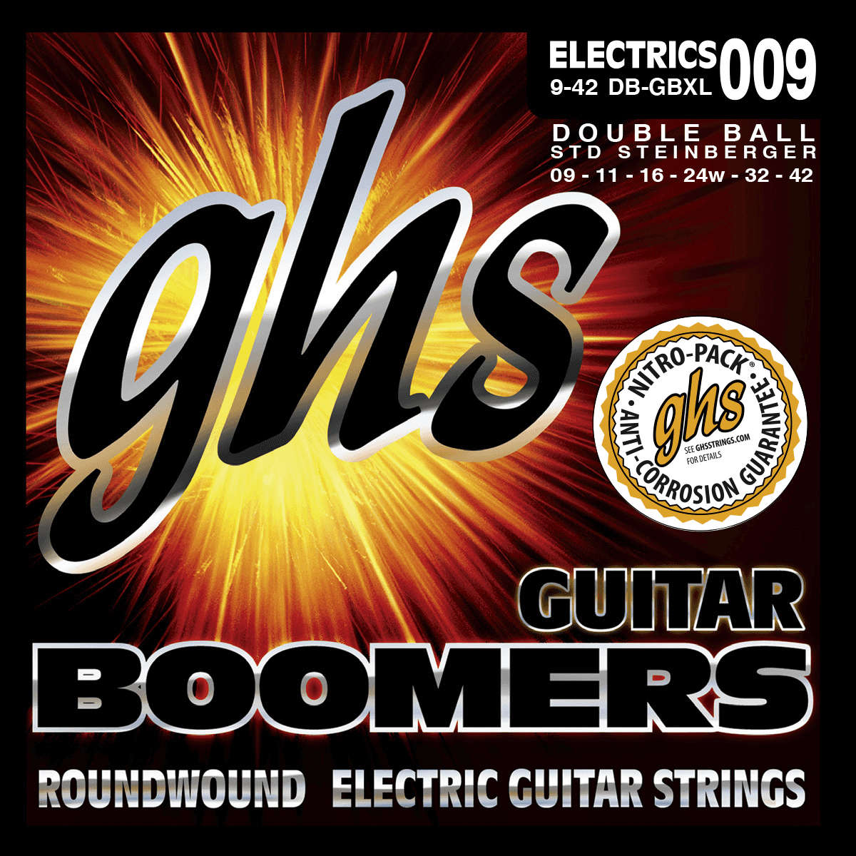 Jeu de cordes guitare électrique GHS DB-GBXL Double Boule Stainless Steel Extra Light 9-42