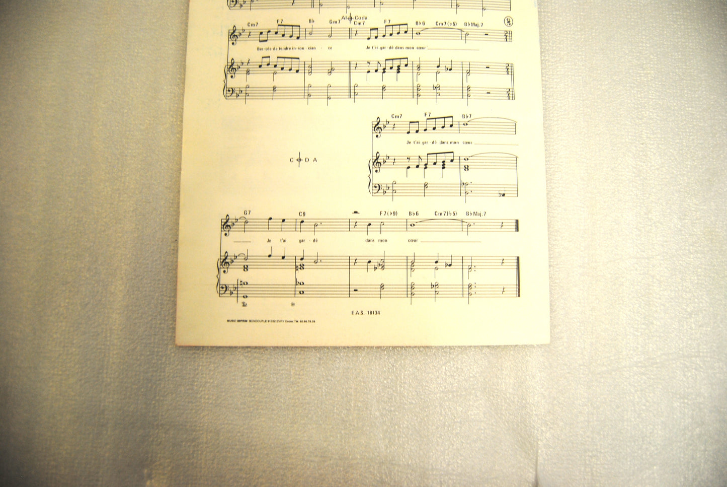 Partition DOUCE FRANCE - piano chant - OCCASION