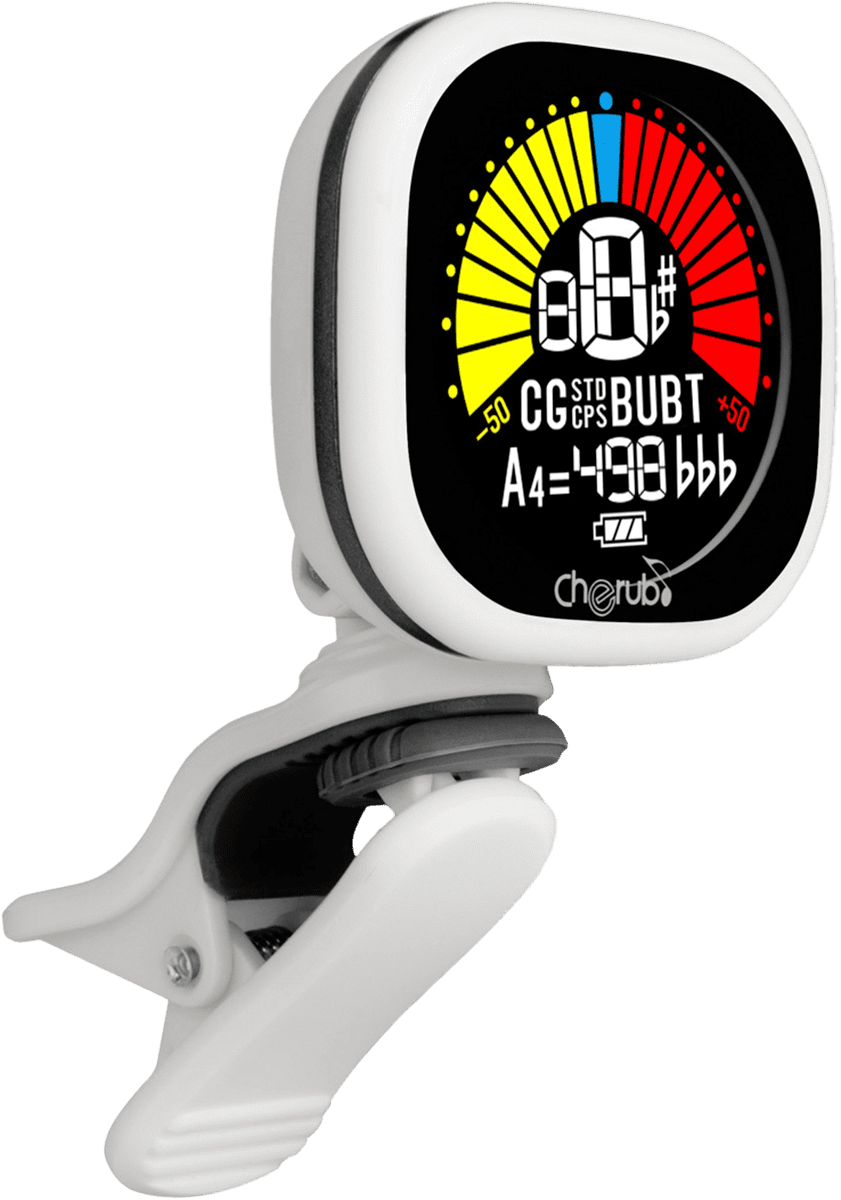 CHERUB WST-675-WH – Accordeur clip guitare écran LCD blanc avec Auto Power-Off
