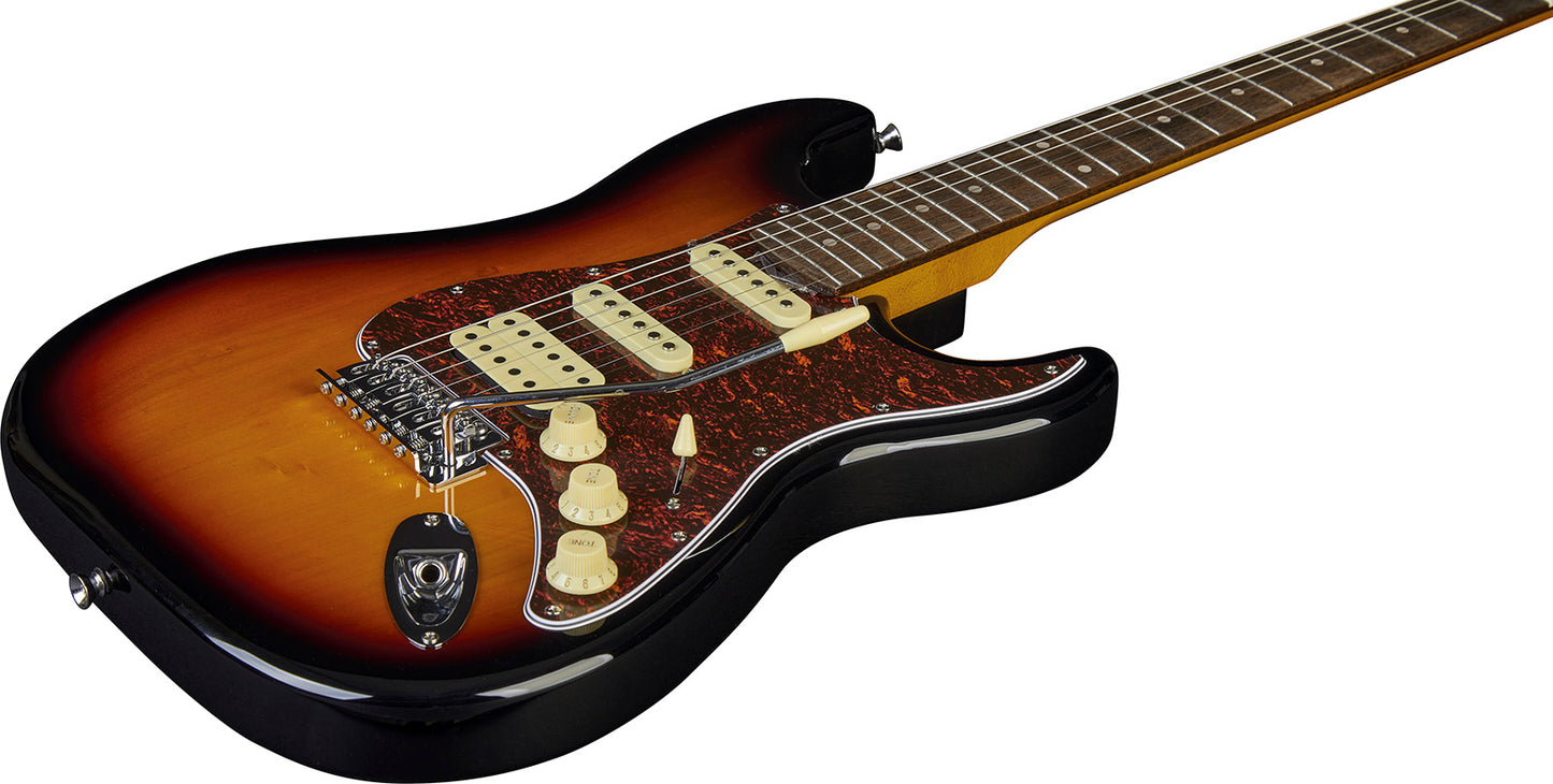 Guitare électrique HSS – Sunburst EKO ST350-SB