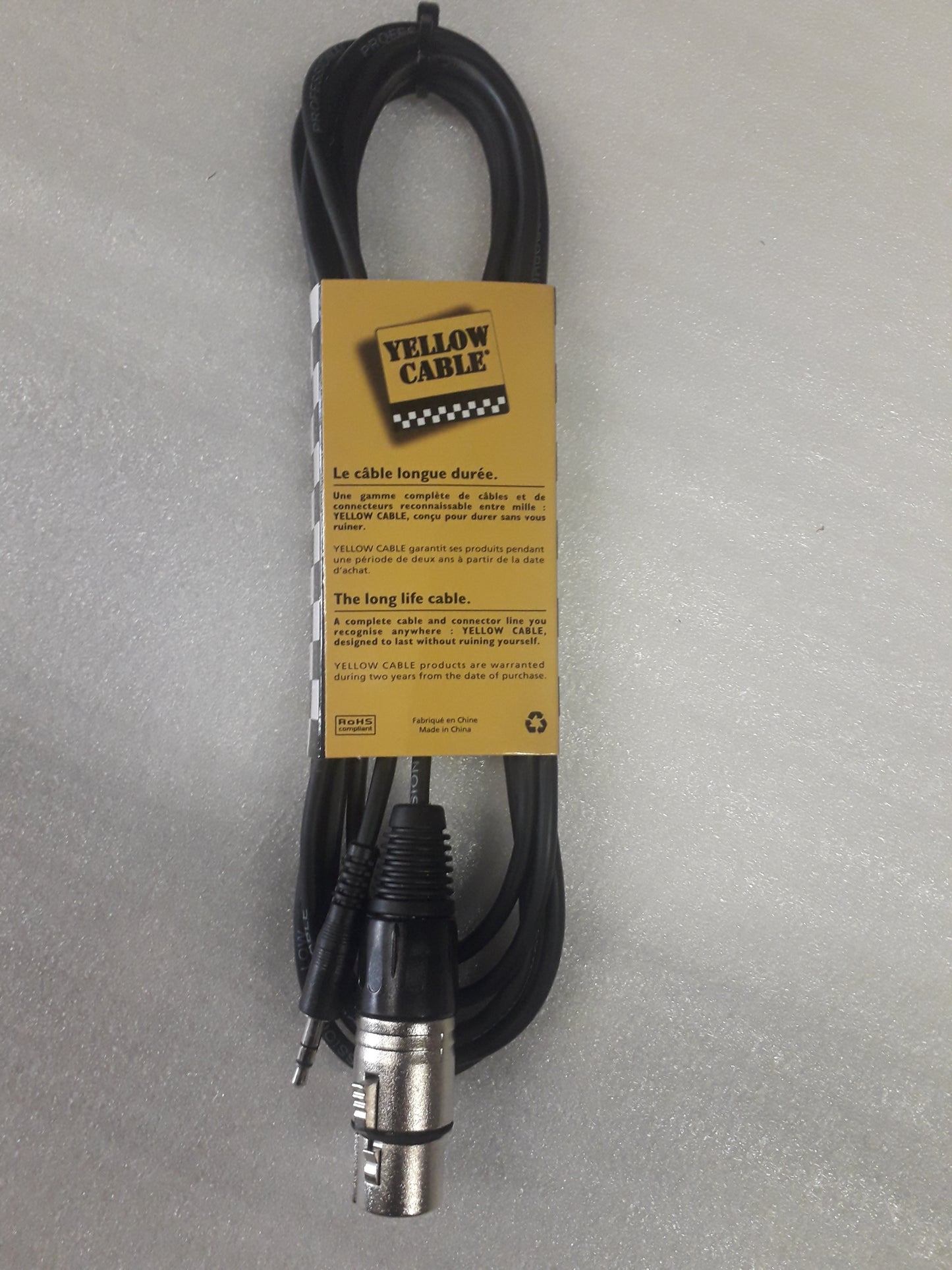 Câble audio XLR femelle / Jack 3,5 mm stéréo mâle – 3 m Yellow Cable K12-3
