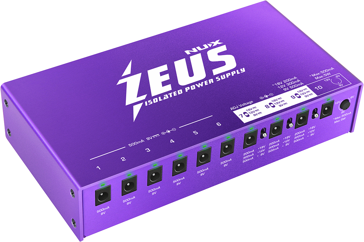 BOITIER D'ALIMENTATION POUR 10 PEDALES D'EFFET NUX ZEUS