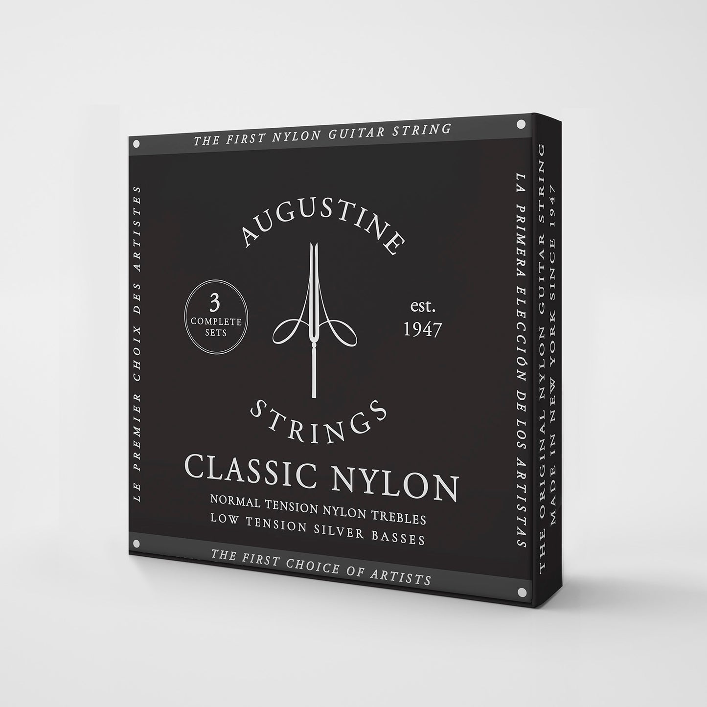 Pack de 3 jeux de cordes guitare classique AUGUSTINE Classic Noir – Tirant Faible