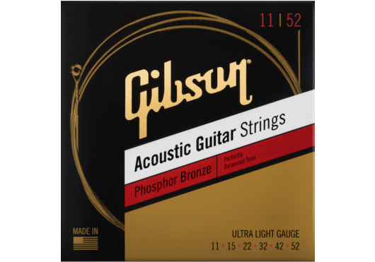 Jeu de Cordes Phosphor Bronze Acoustic Ultra-Light 11-52 GIBSON PB11