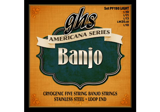 Jeu de cordes Banjo 5 cordes GHS PF190 Americana Light Light