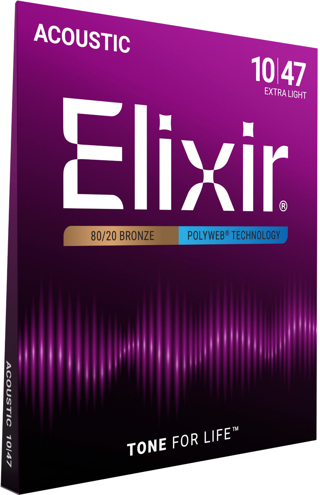 Jeu de cordes guitare acoustique ELIXIR 11000 Polyweb Bronze Extra Light 10-47