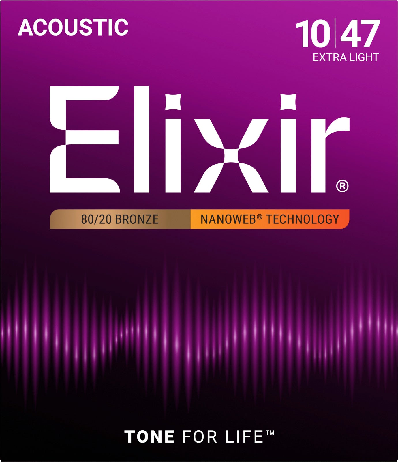 Jeu de Cordes Guitare Acoustique – Elixir NANOWEB Bronze Extra Light 10-47 – 11002