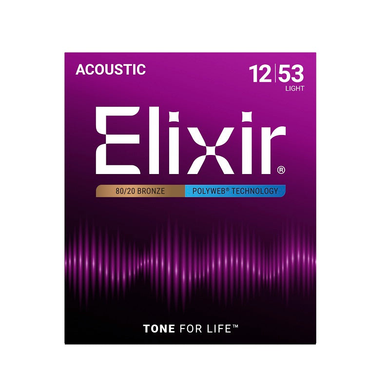 Jeu de cordes guitare acoustique ELIXIR 11050 POLYWEB Bronze Light 12-53