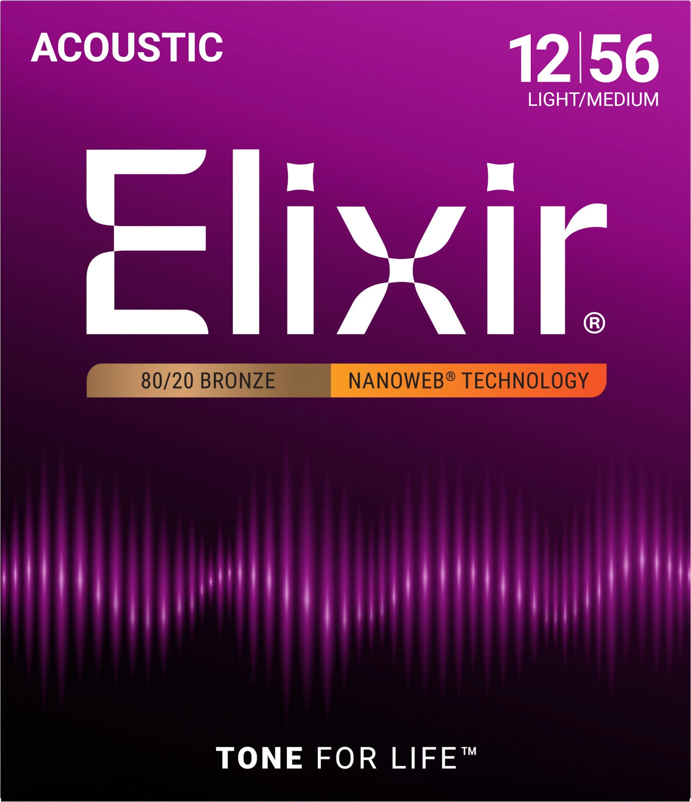Jeu de Cordes Guitare Acoustique – ELIXIR 11077 Nanoweb Bronze Medium Light 12-56