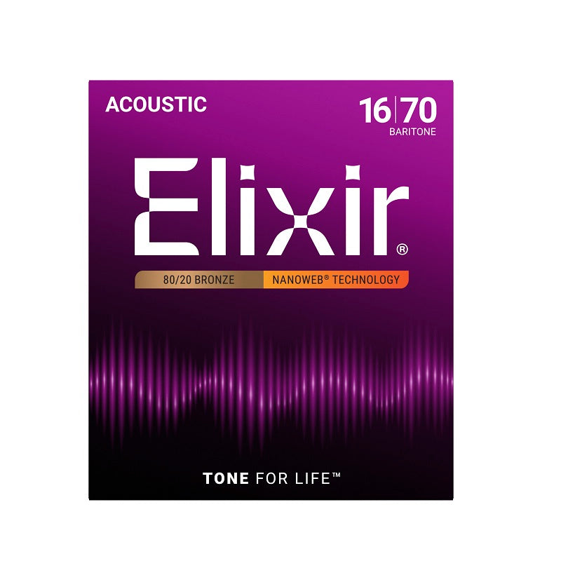 Jeu de Cordes Guitare Acoustique Baryton NANOWEB Bronze 16-70 – ELIXIR 11306