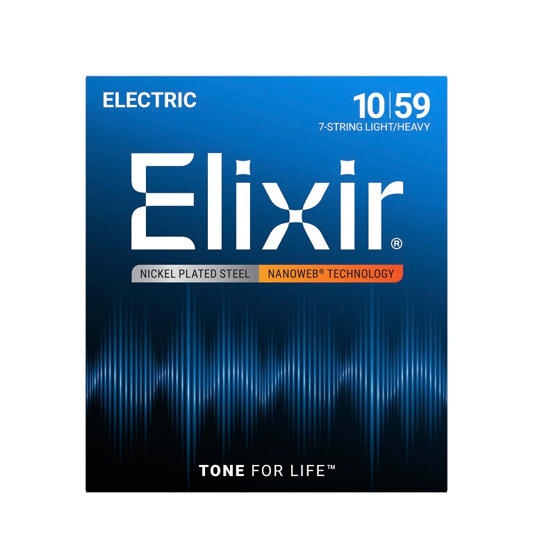 Jeu de cordes guitare électrique ELIXIR 12074 NANOWEB – 7 cordes Light Heavy 10-59