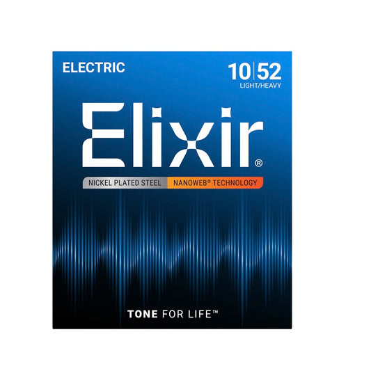Jeu de cordes guitare électrique ELIXIR 12077 Nanoweb Light/Heavy 10-52