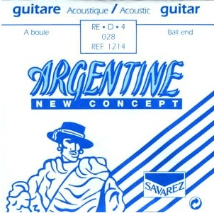 Corde guitare Jazz Manouche ARGENTINE – Ré 4ᵉ à boule 0.28 – Lot de 3