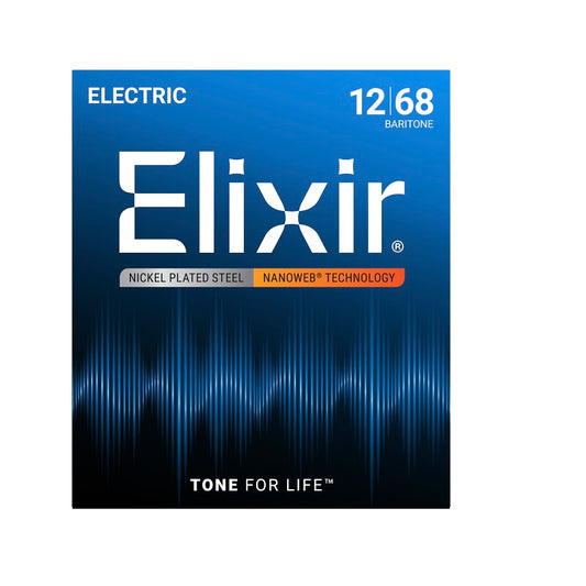 Jeu de cordes guitare électrique ELIXIR 12302 NANOWEB Baritone 12-68