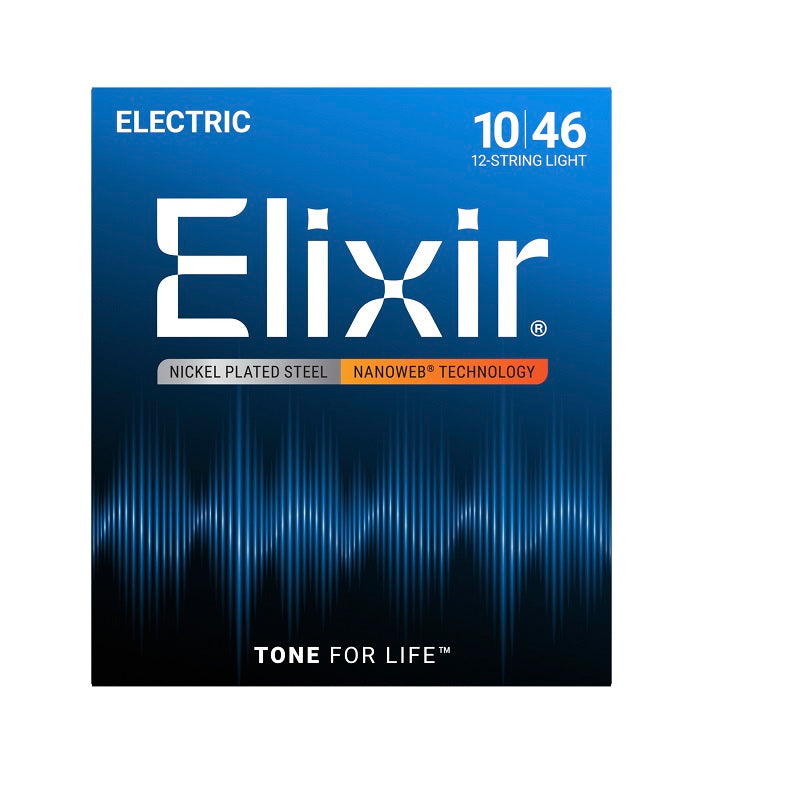 Jeu de cordes guitare électrique 12 cordes ELIXIR 12450 Nanoweb Light 10-46
