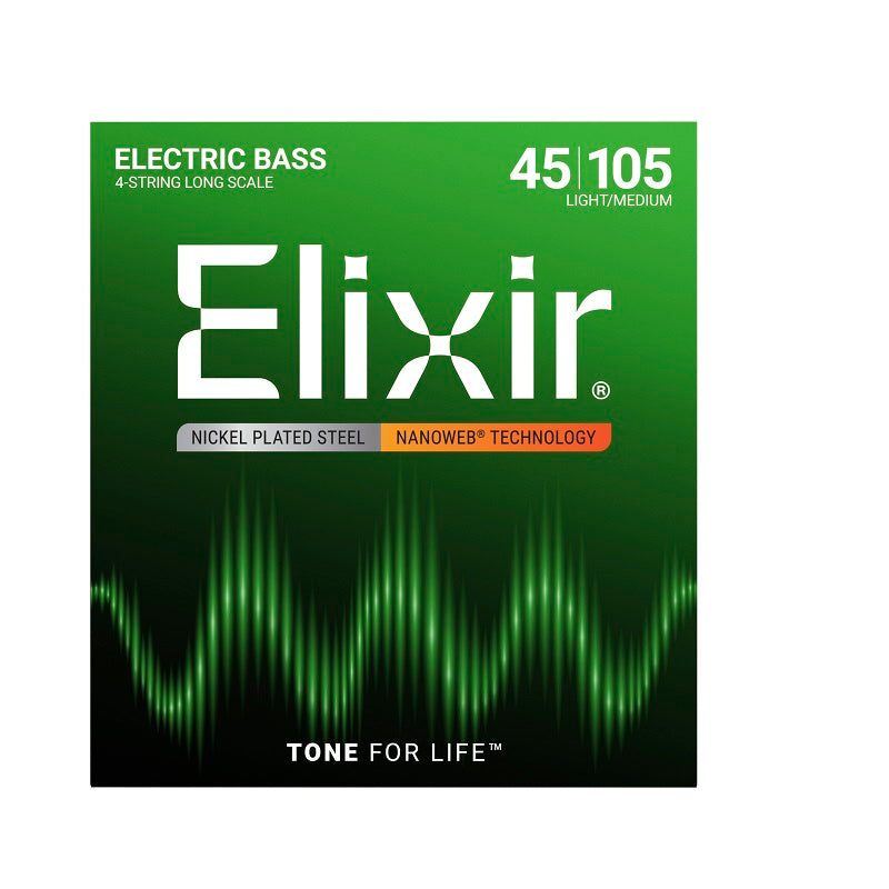 Jeu de cordes basse électrique ELIXIR 14077 Nanoweb Nickel Medium 45-105