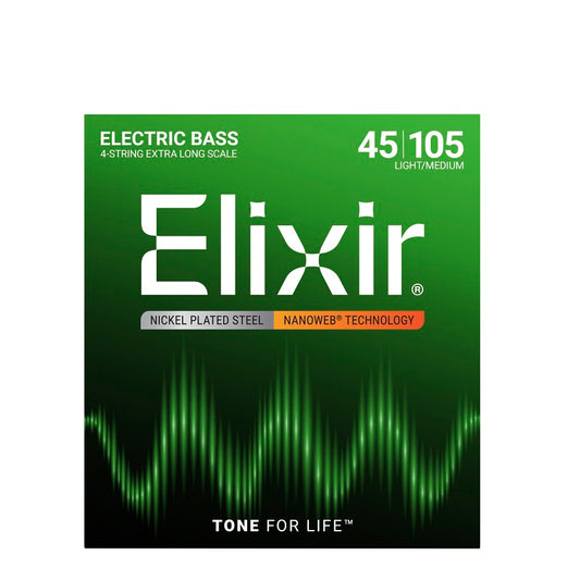 Jeu de cordes basse électrique ELIXIR 14087 Nanoweb Nickel Medium XL Scale 45-105