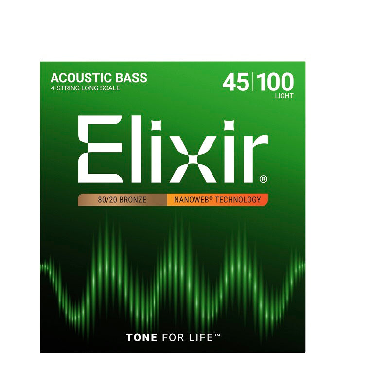 Jeu de cordes basse acoustique ELIXIR 14502 NANOWEB Bronze Light 45-100