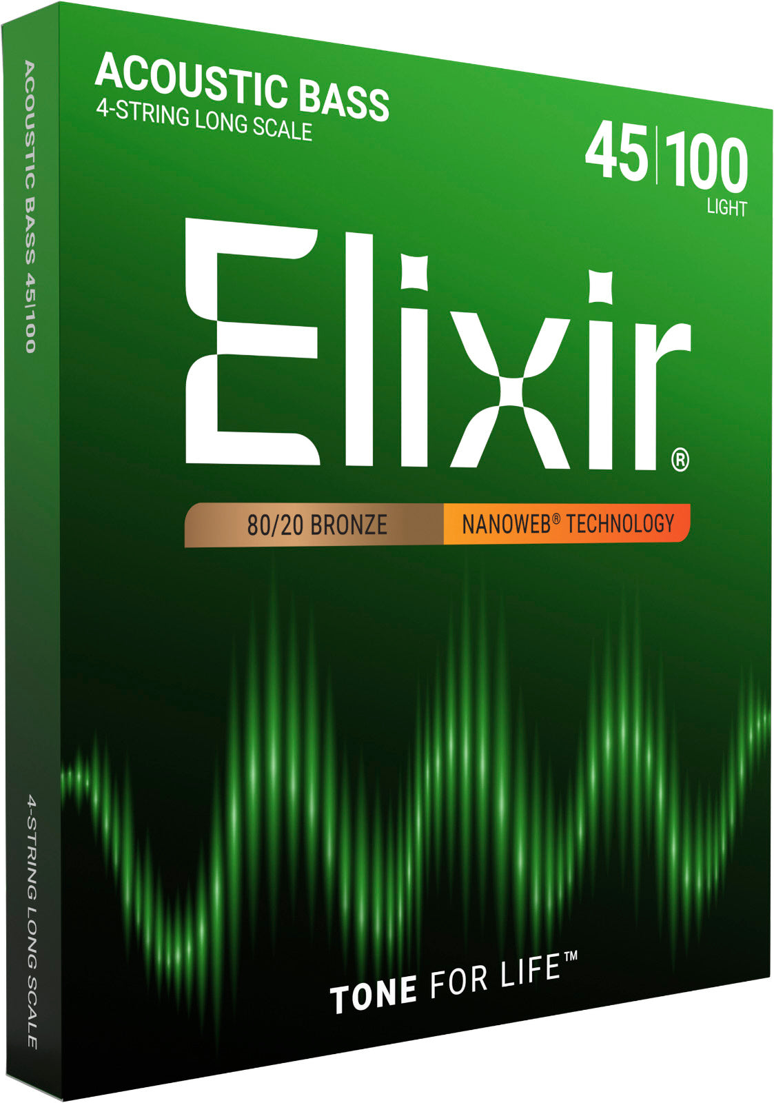 Jeu de cordes basse acoustique ELIXIR 14502 NANOWEB Bronze Light 45-100