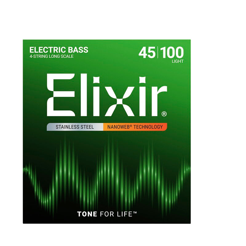 Jeu de cordes basse électrique ELIXIR 14652 NANOWEB Stainless Steel Light 45-100