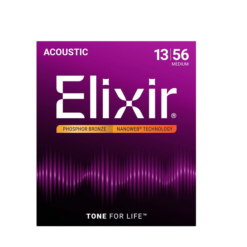Jeu de Cordes Guitare Acoustique – Elixir 16102 Nanoweb Phosphor Bronze Medium 13-56