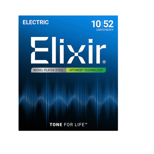 Jeu de cordes guitare électrique ELIXIR 19077 OPTIWEB Light-Heavy 10-52