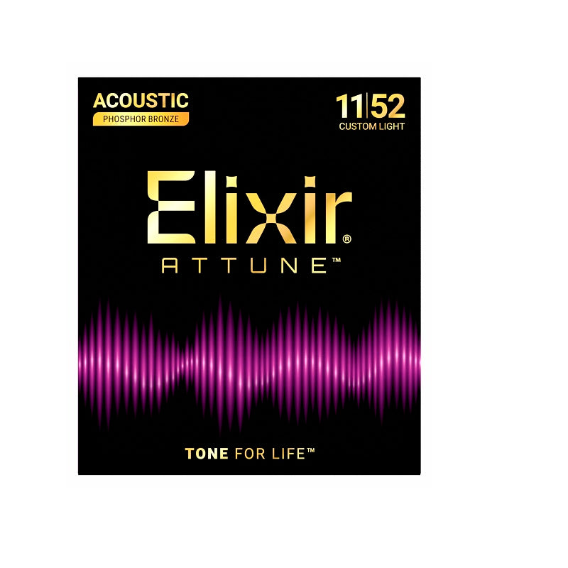 Jeu de Cordes Guitare Acoustique Elixir 21027 NANOWEB 80/20 Bronze Custom Light 11-52