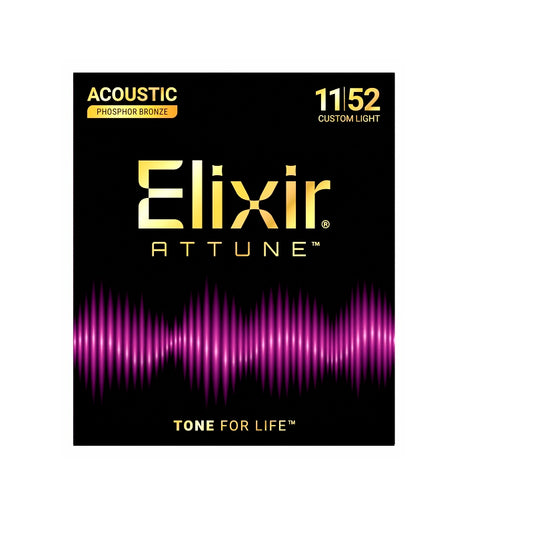 Jeu de Cordes Guitare Acoustique Elixir 21027 NANOWEB 80/20 Bronze Custom Light 11-52
