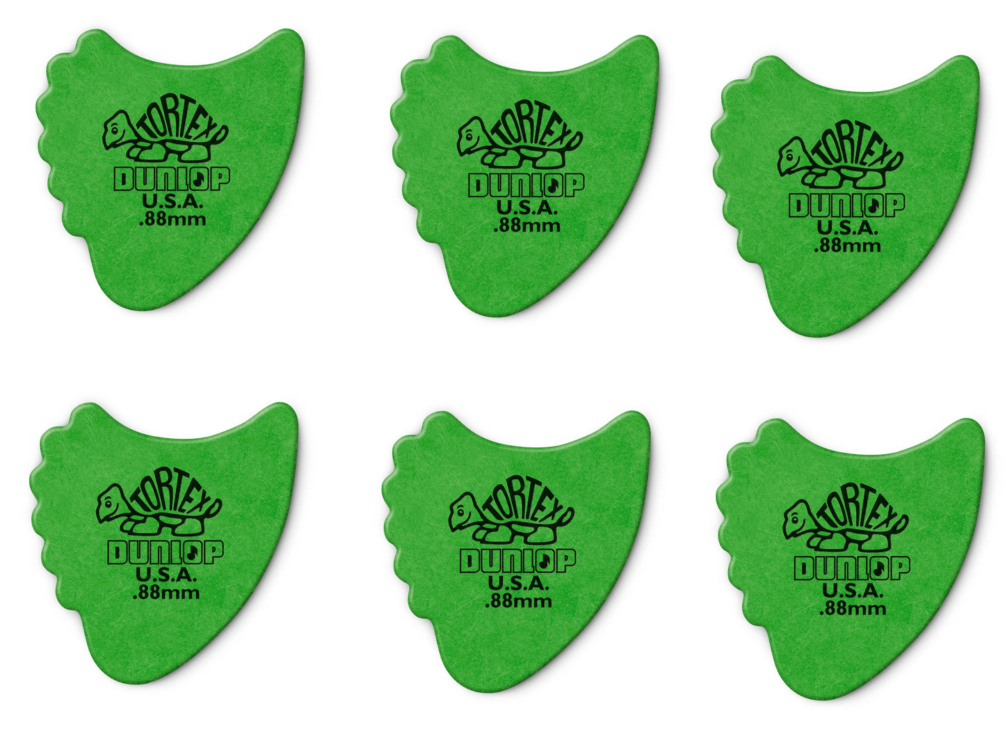 Lot de 6 médiators Dunlop Tortex Fin 0.88 mm 414R88