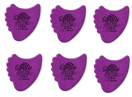 Lot de 6 médiators Dunlop Tortex Fin 1.14 mm 414R114