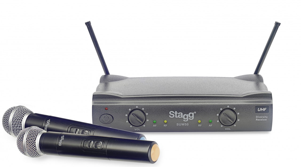 STAGG SUW50 – Système de microphones à main sans fil UHF True Diversity 2 canaux
