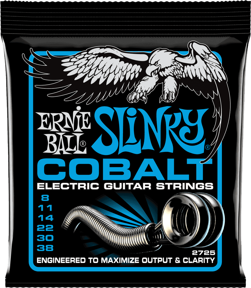 Jeu de cordes guitare électrique Ernie Ball 2725 Cobalt Extra Slinky 08-38