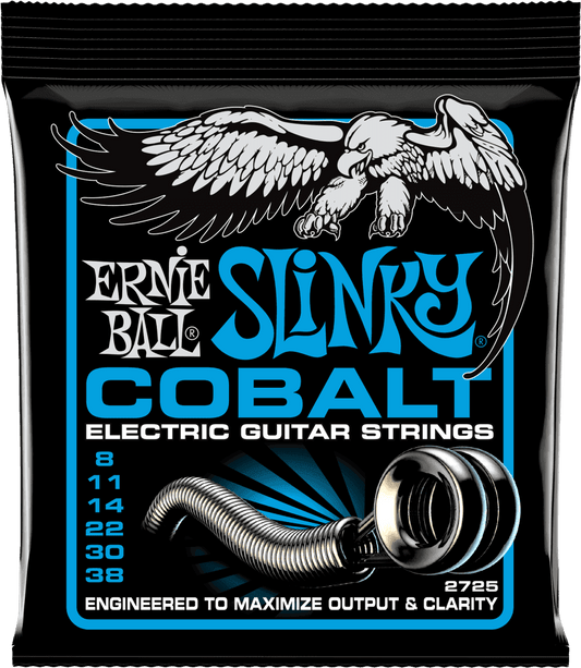 Jeu de cordes guitare électrique Ernie Ball 2725 Cobalt Extra Slinky 08-38