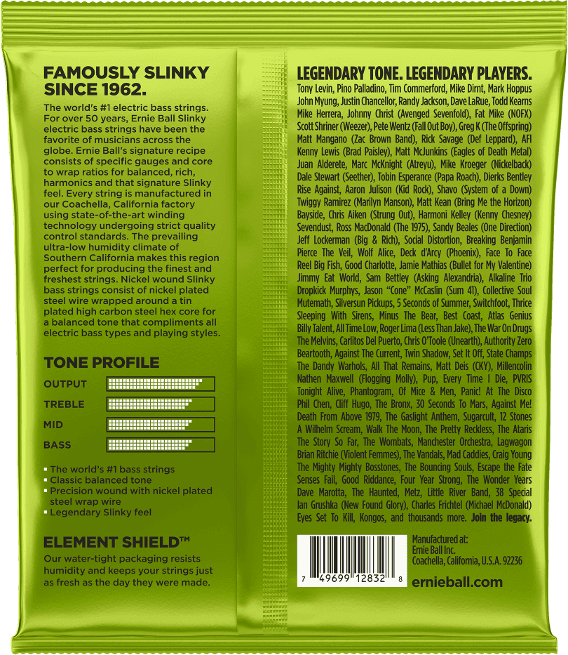 Jeu de Cordes Basse – Ernie Ball Regular Slinky 50-70-85-105 2832